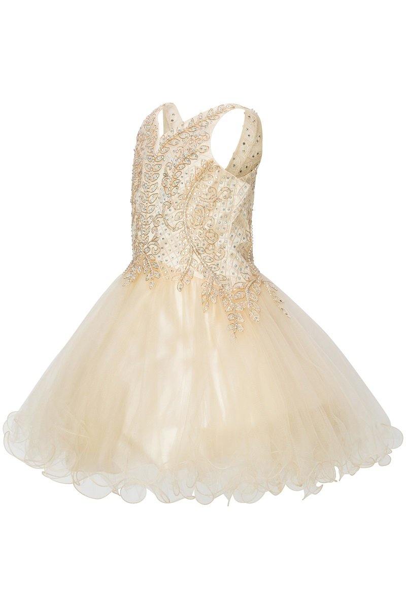 Short Tulle Dress Sleeveless Flower Girl - The Dress Outlet Cinderella Couture