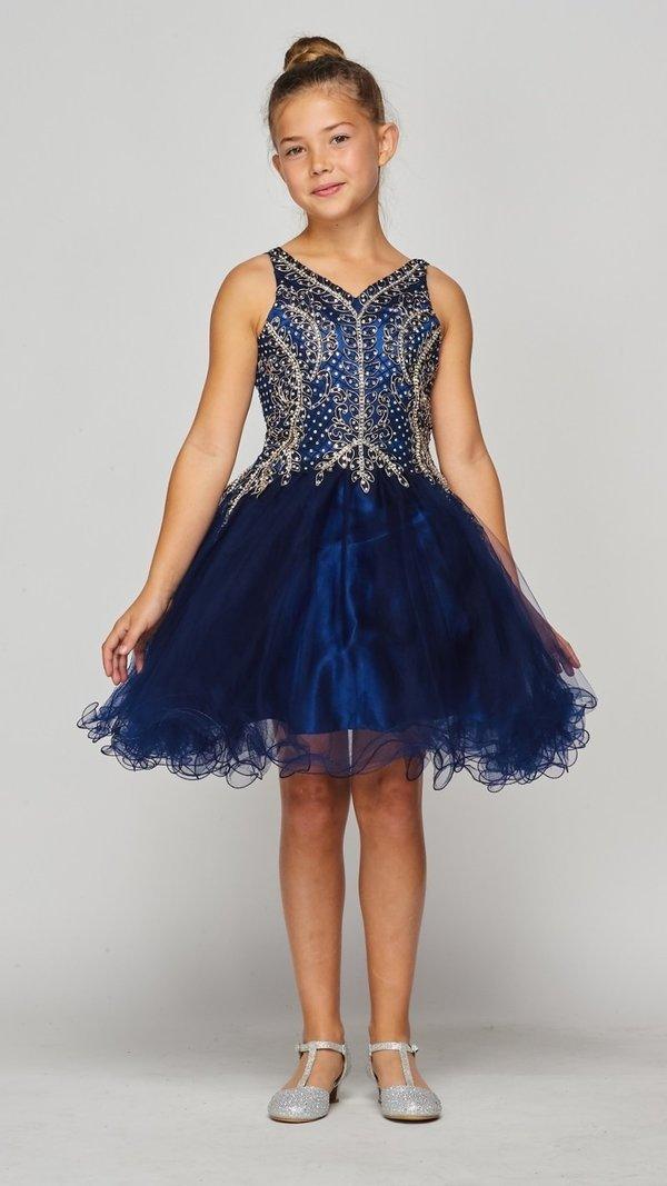 Short Tulle Dress Sleeveless Flower Girl - The Dress Outlet