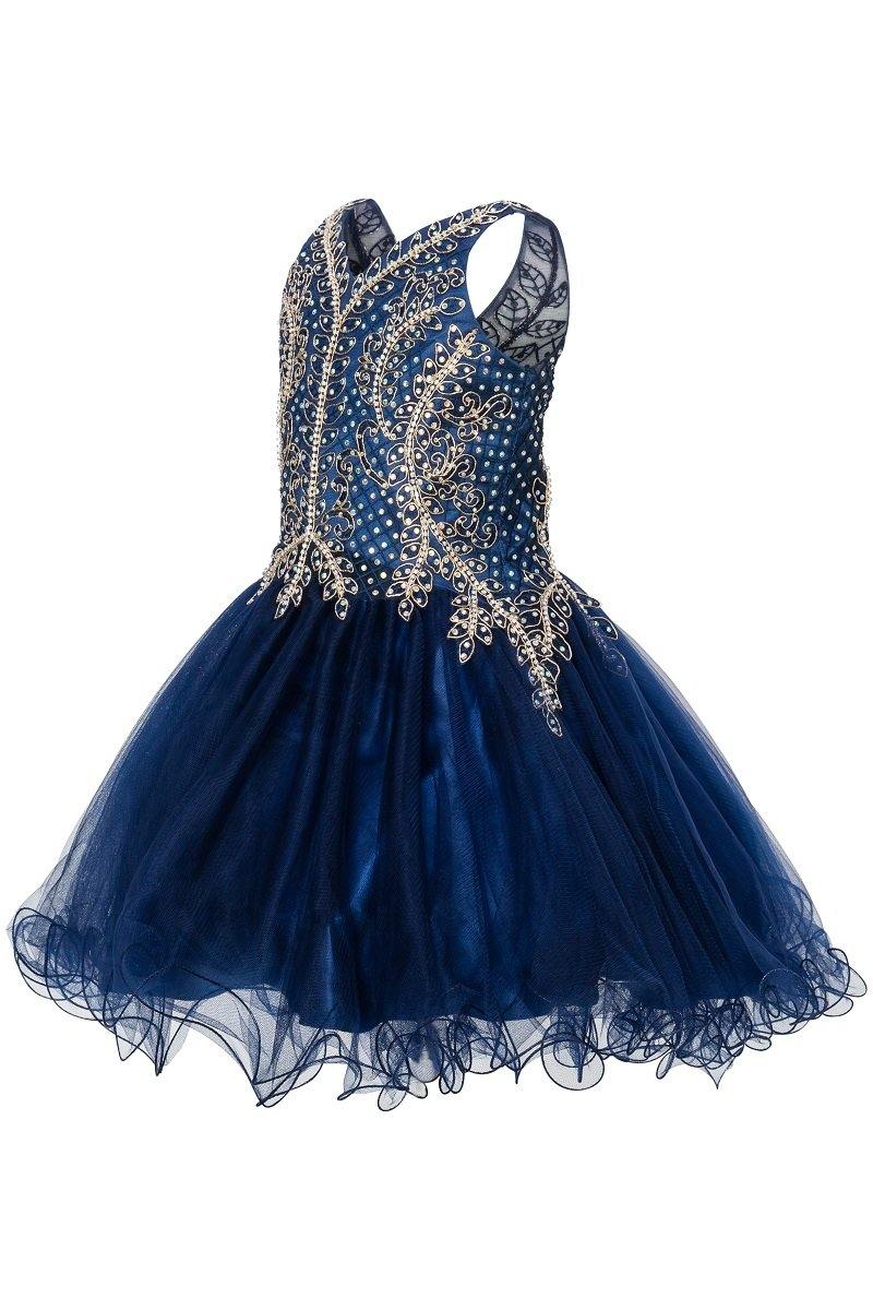 Short Tulle Dress Sleeveless Flower Girl - The Dress Outlet Cinderella Couture