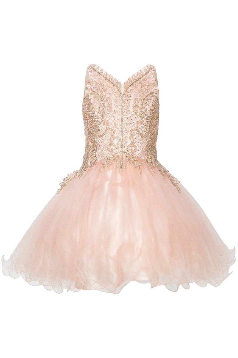 Short Tulle Dress Sleeveless Flower Girl - The Dress Outlet Cinderella Couture