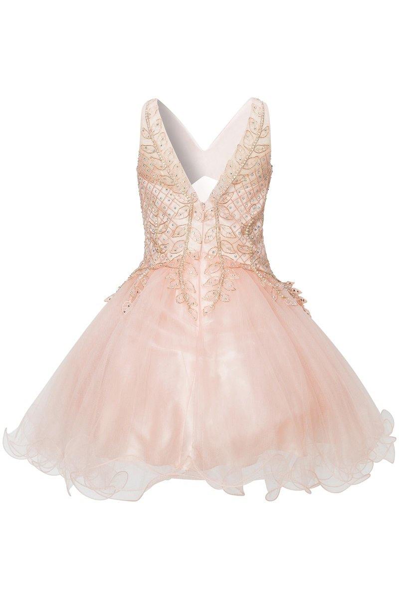 Short Tulle Dress Sleeveless Flower Girl - The Dress Outlet Cinderella Couture