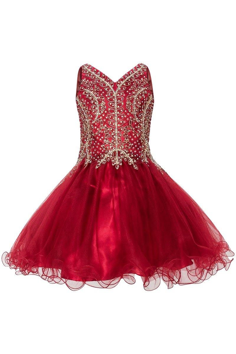 Short Tulle Dress Sleeveless Flower Girl - The Dress Outlet Cinderella Couture