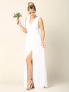 Simple Bridal Gown Long Sleeveless Wedding Dress - The Dress Outlet
