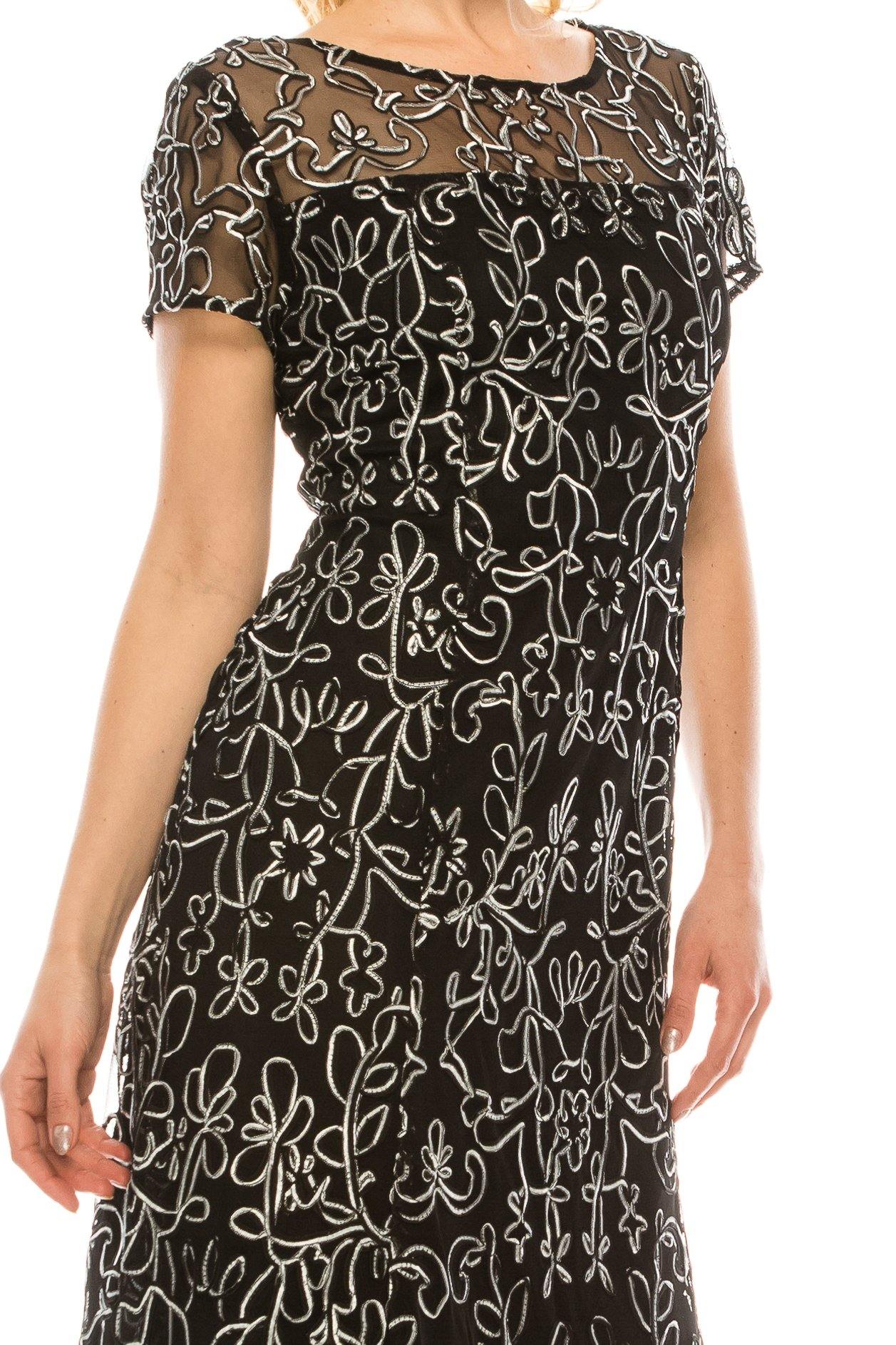 SL Fashions Short Cocktail Mesh Evening Dress 9120251 - The Dress Outlet