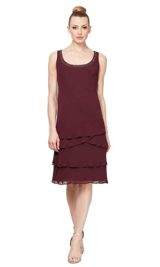 SL Fashions Short Beaded Tiered Jacket Dress 122372 - The Dress Outlet