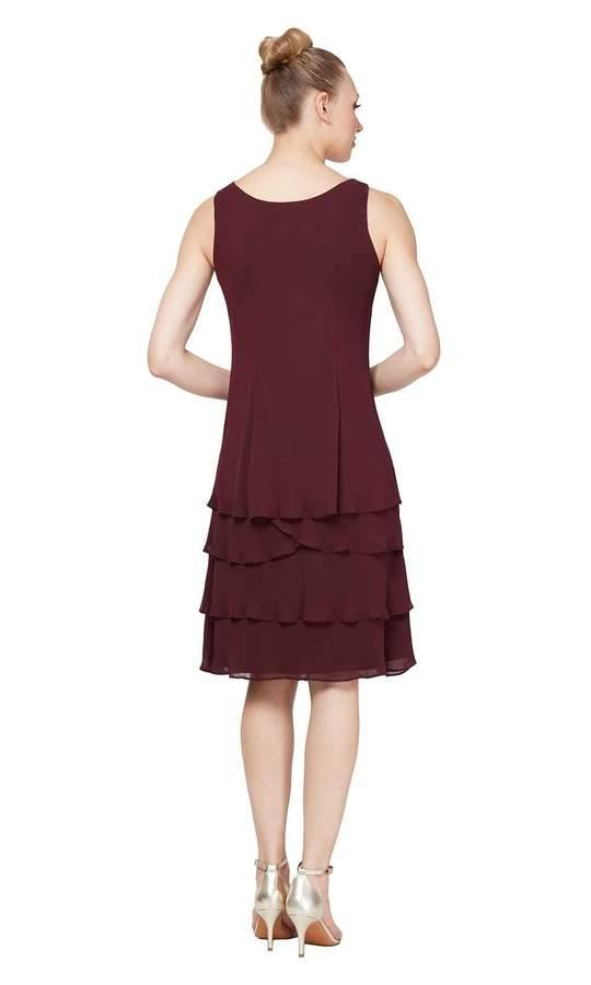 SL Fashions Short Beaded Tiered Jacket Dress 122372 - The Dress Outlet