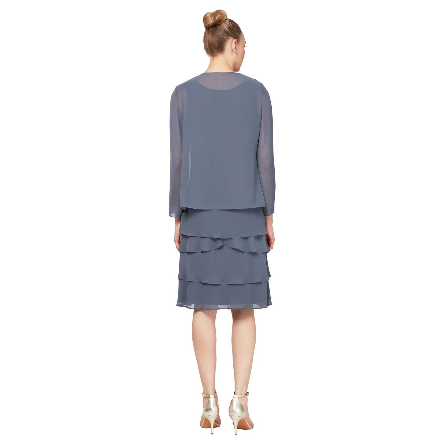 SL Fashions Short Beaded Tiered Jacket Dress 122372 - The Dress Outlet