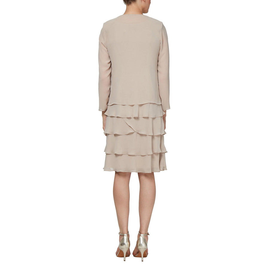 SL Fashions Short Beaded Tiered Jacket Dress 122372 - The Dress Outlet