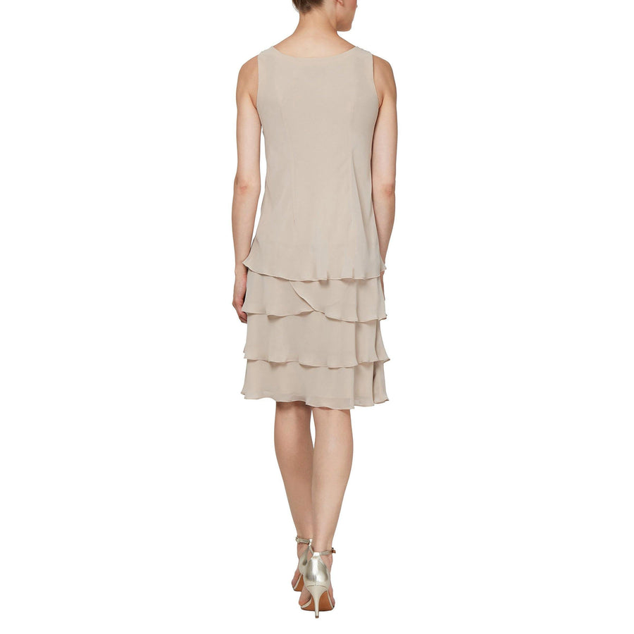 SL Fashions Short Beaded Tiered Jacket Dress 122372 - The Dress Outlet