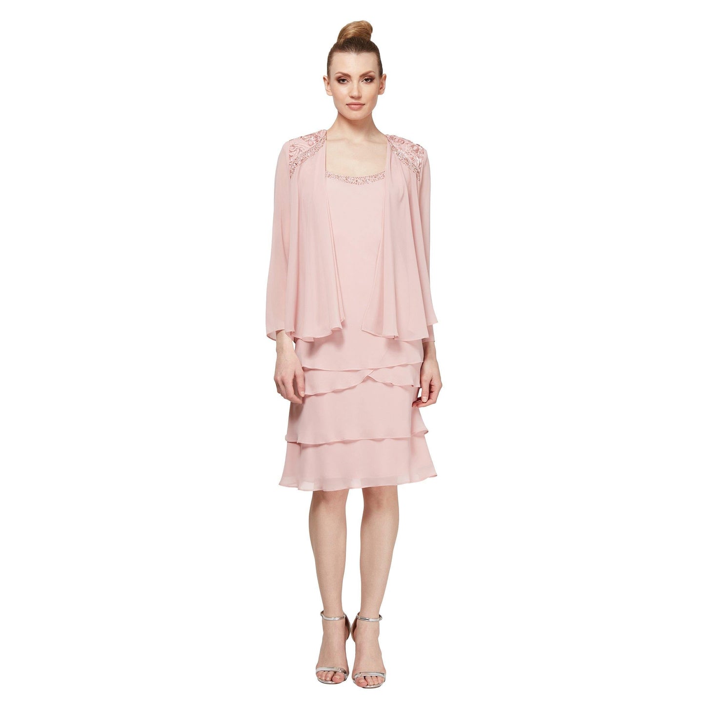 SL Fashions Short Beaded Tiered Jacket Dress 122372 - The Dress Outlet