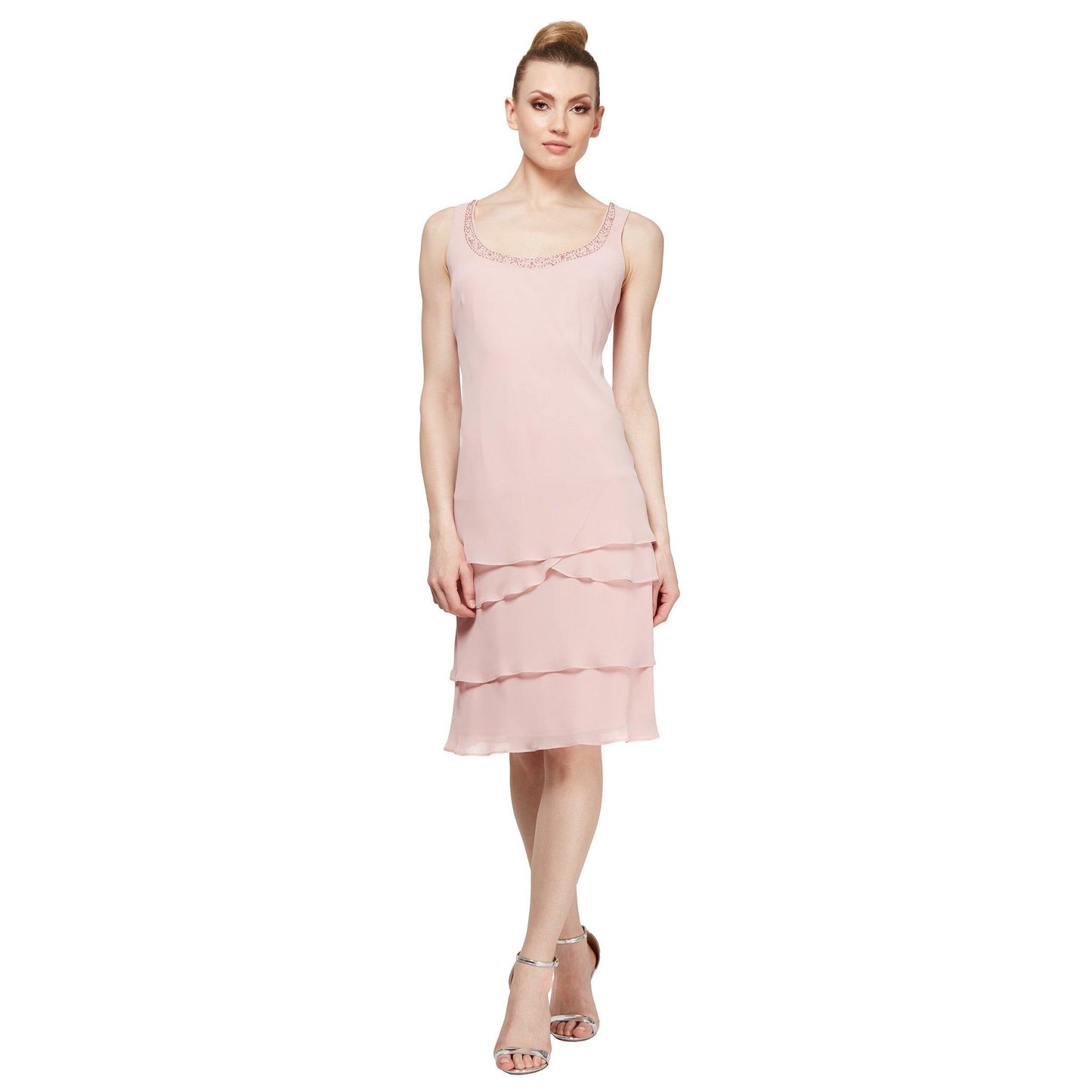 SL Fashions Short Beaded Tiered Jacket Dress 122372 - The Dress Outlet