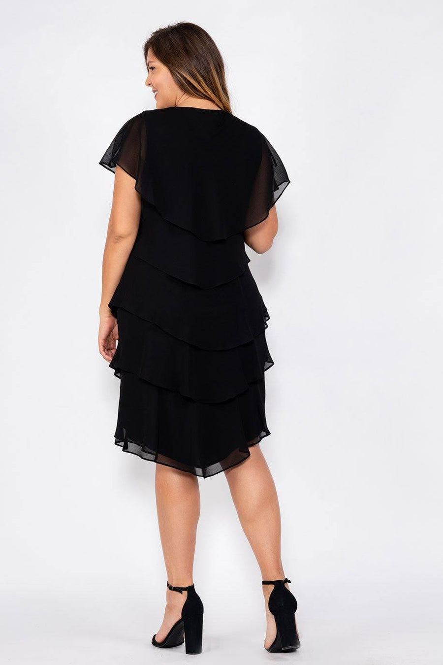 SL Fashions Short Plus Size Tiered Dress 617525 - The Dress Outlet