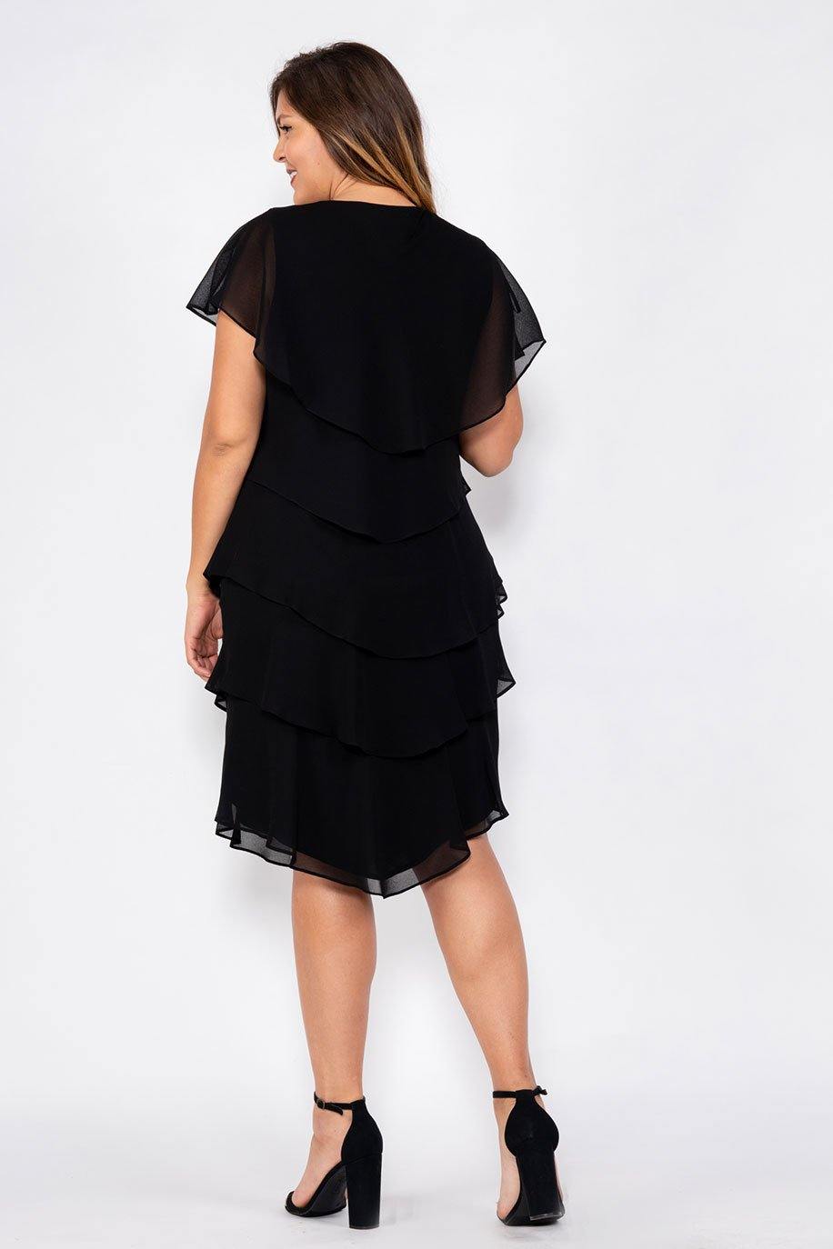 SL Fashions Short Plus Size Tiered Dress 617525 - The Dress Outlet