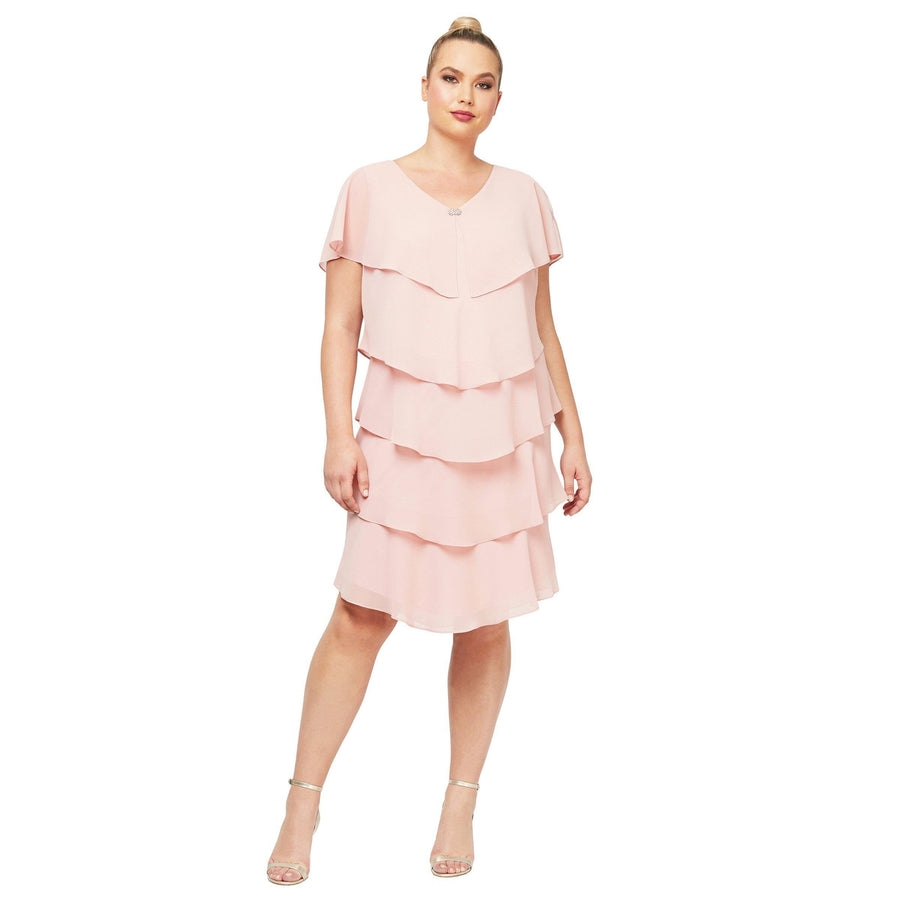SL Fashions Short Plus Size Tiered Dress 617525 - The Dress Outlet