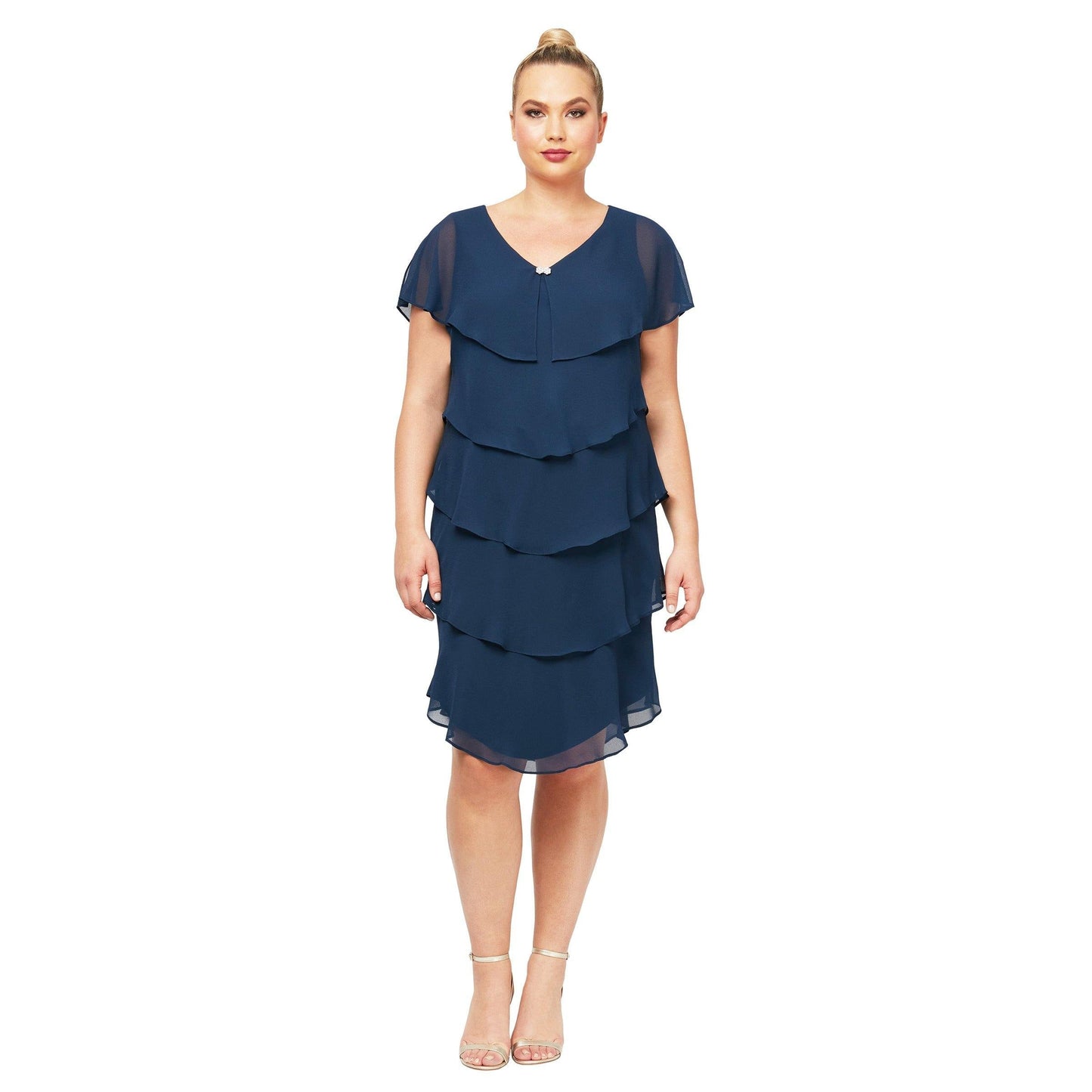 SL Fashions Short Plus Size Tiered Dress 617525 - The Dress Outlet