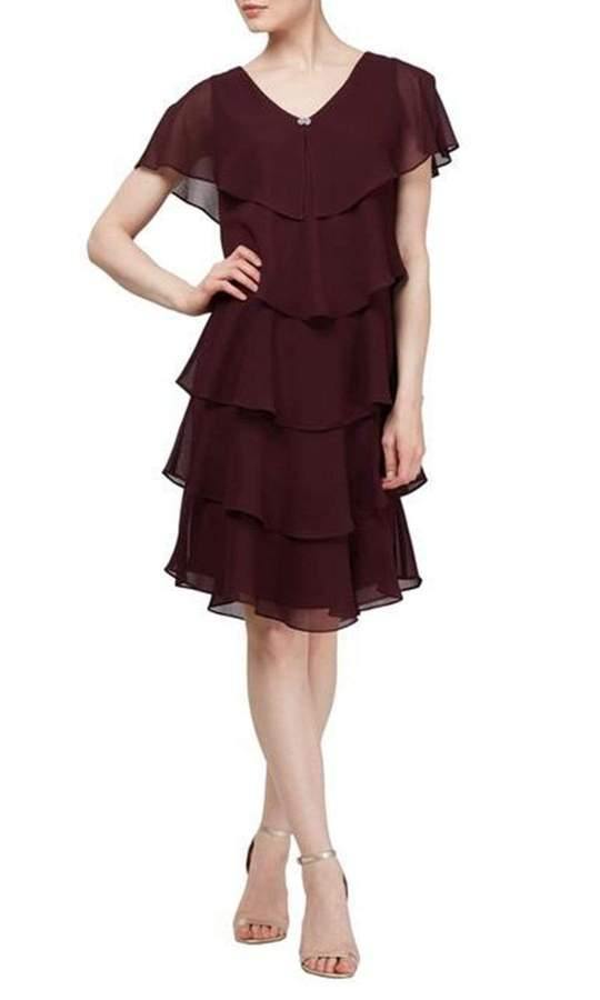 SL Fashions Short Plus Size Tiered Dress 617525 - The Dress Outlet