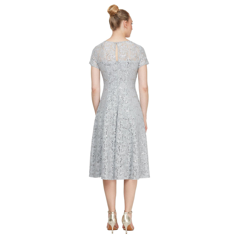 SL Fashions Short Sleeve Formal Dress - The Dress Outlet