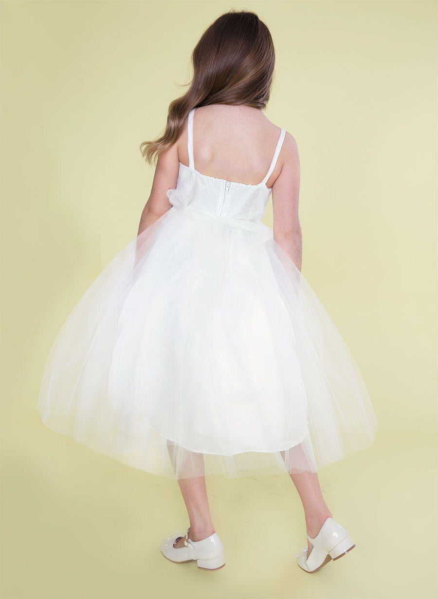 Sleeveless Beaded Lace Appliques Flower Girl Dress - The Dress Outlet