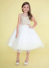 Sleeveless Beaded Lace Appliques Flower Girl Dress - The Dress Outlet