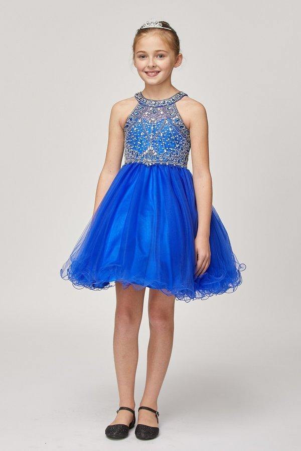 Sleeveless Embellished Short Party Dress Flower Girl - The Dress Outlet Cinderella Couture