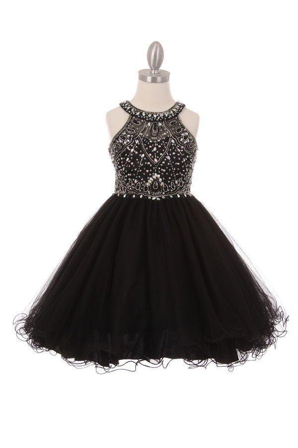 Sleeveless Embellished Short Party Dress Flower Girl - The Dress Outlet Cinderella Couture