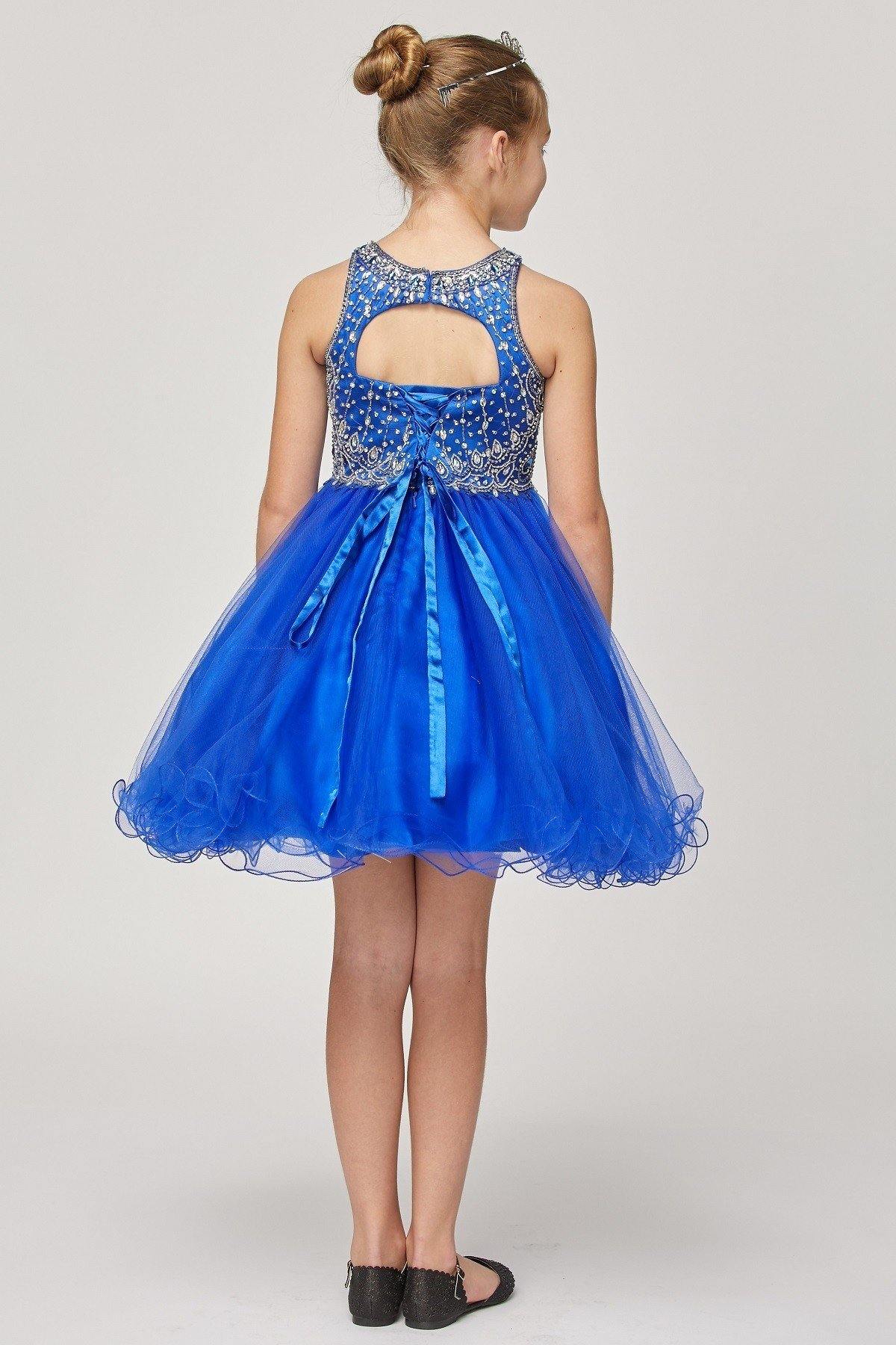 Sleeveless Embellished Short Party Dress Flower Girl - The Dress Outlet Cinderella Couture