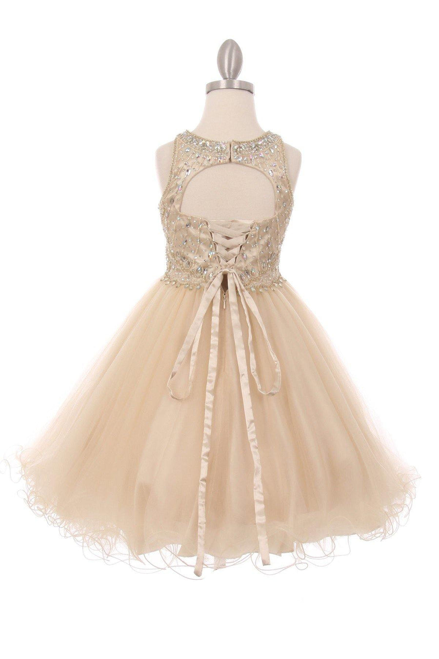 Sleeveless Embellished Short Party Dress Flower Girl - The Dress Outlet Cinderella Couture
