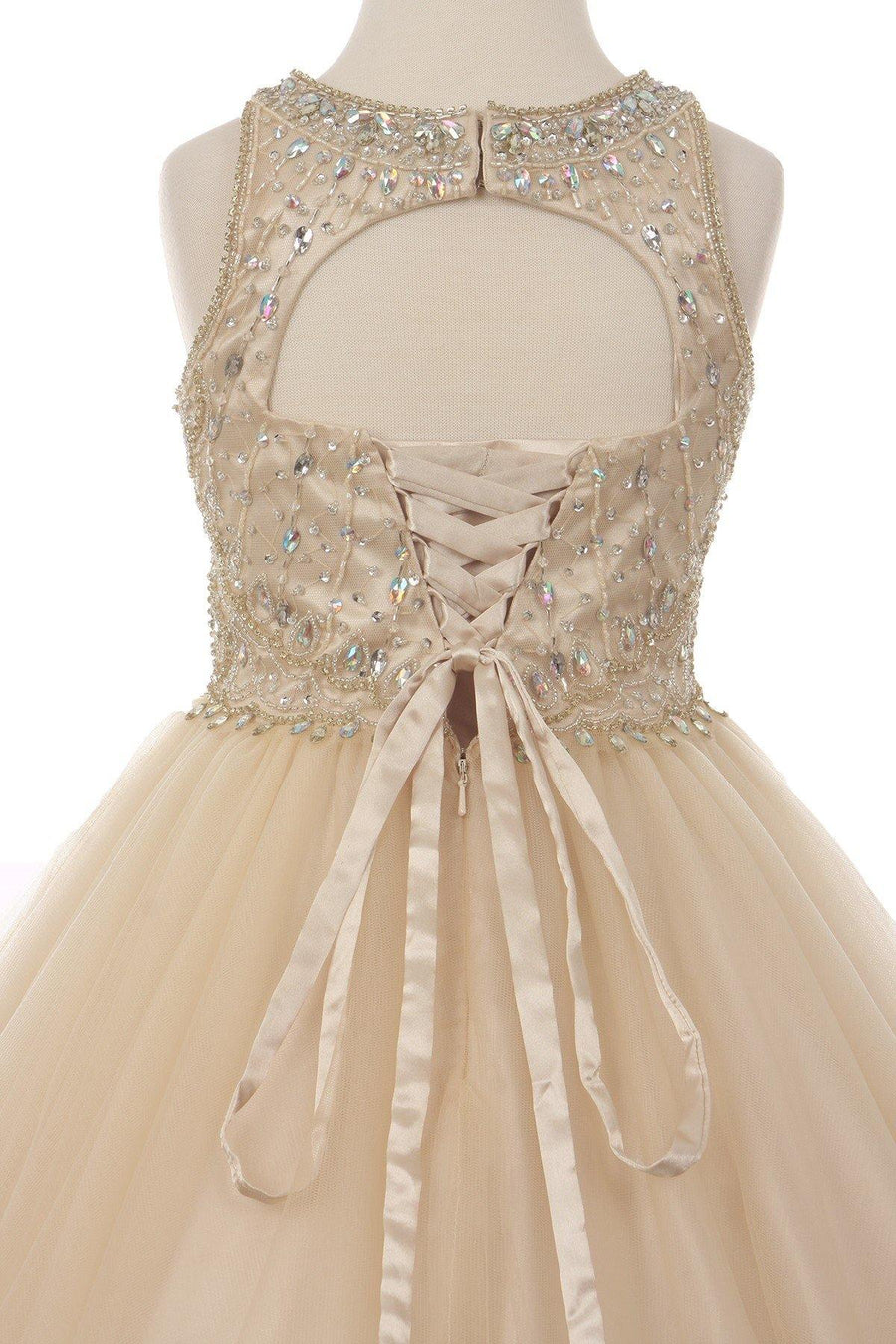 Sleeveless Embellished Short Party Dress Flower Girl - The Dress Outlet Cinderella Couture