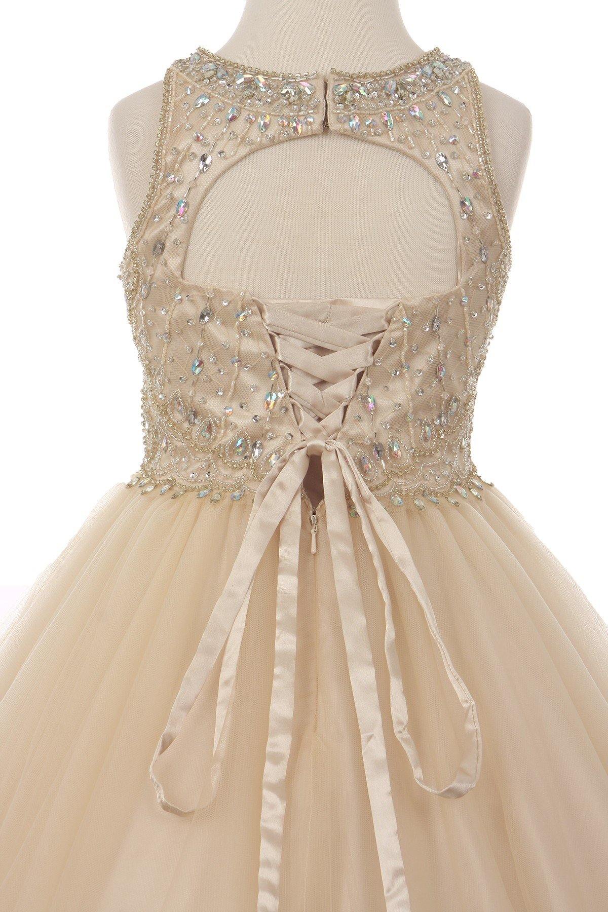 Sleeveless Embellished Short Party Dress Flower Girl - The Dress Outlet Cinderella Couture