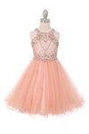 Sleeveless Embellished Short Party Dress Flower Girl - The Dress Outlet Cinderella Couture