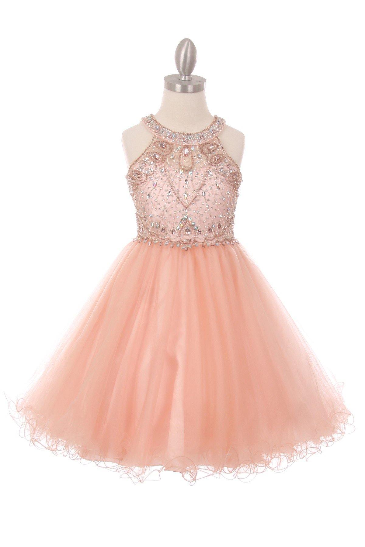 Sleeveless Embellished Short Party Dress Flower Girl - The Dress Outlet Cinderella Couture