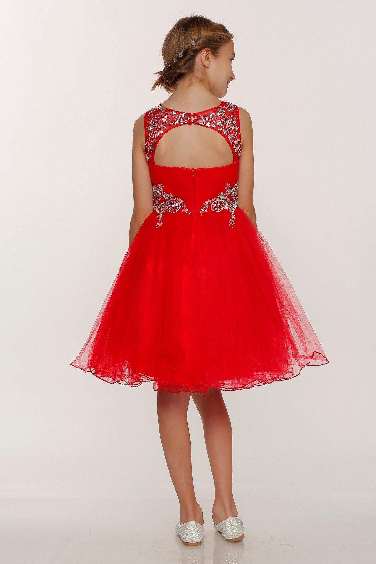 Sleeveless Flower Girl Dress with Rhinestone Bodice - The Dress Outlet Cinderella Couture