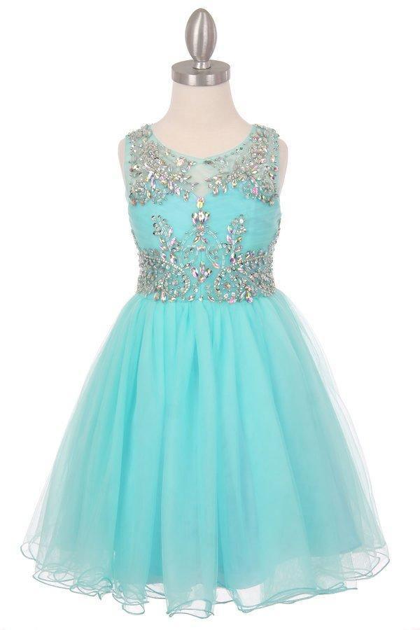 Sleeveless Flower Girl Dress with Rhinestone Bodice - The Dress Outlet Cinderella Couture