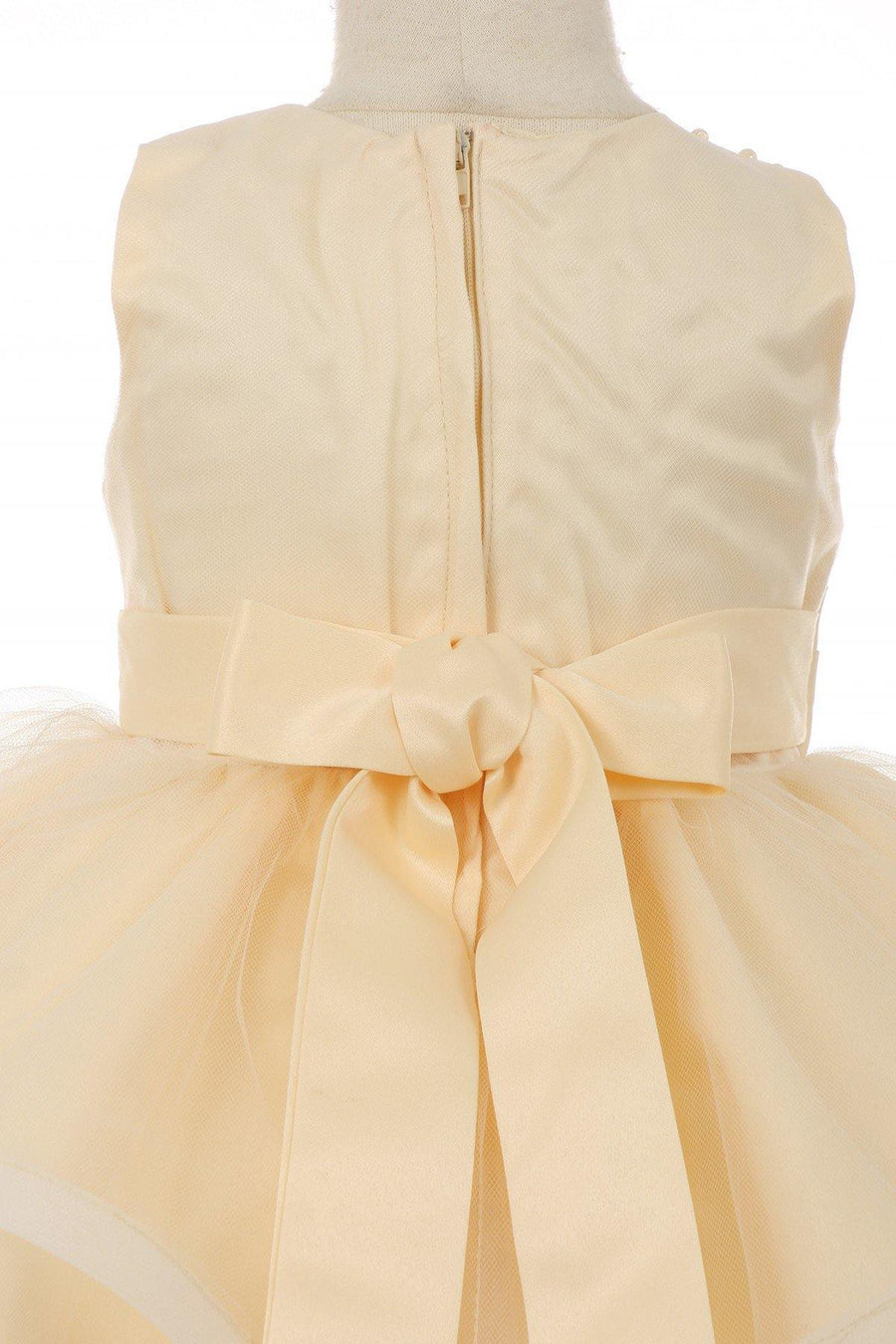 Sleeveless Flower Girls Dress Embroidered Bodice - The Dress Outlet Cinderella Couture