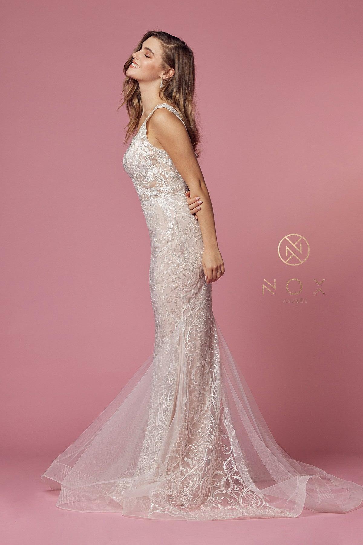 Sleeveless Formal Long Wedding Gown - The Dress Outlet