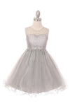Sleeveless Illusion Neckline Sparkle Flower Girl Dress - The Dress Outlet Cinderella Couture