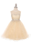 Sleeveless Illusion Neckline Sparkle Flower Girl Dress - The Dress Outlet Cinderella Couture
