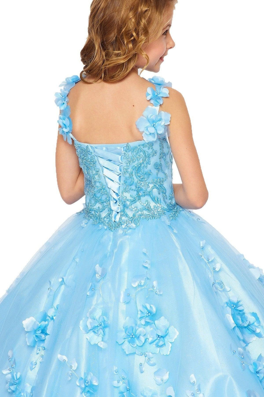 Sleeveless Long Flower Girls Dress - The Dress Outlet