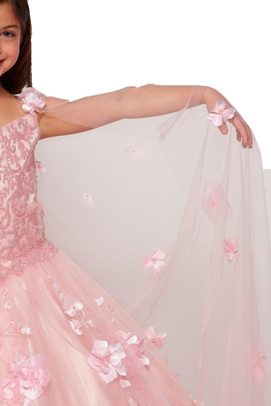 Sleeveless Long Flower Girls Dress - The Dress Outlet