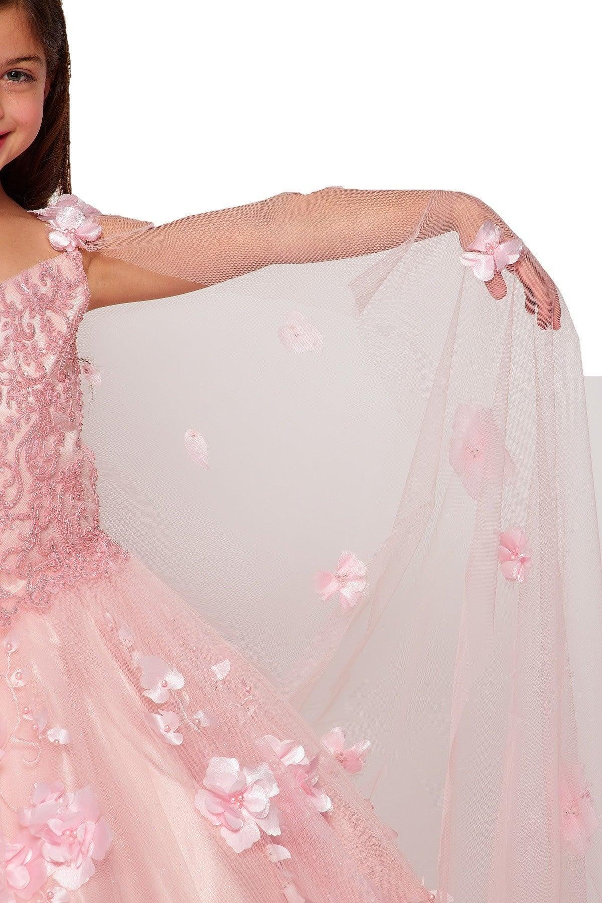 Sleeveless Long Flower Girls Dress - The Dress Outlet