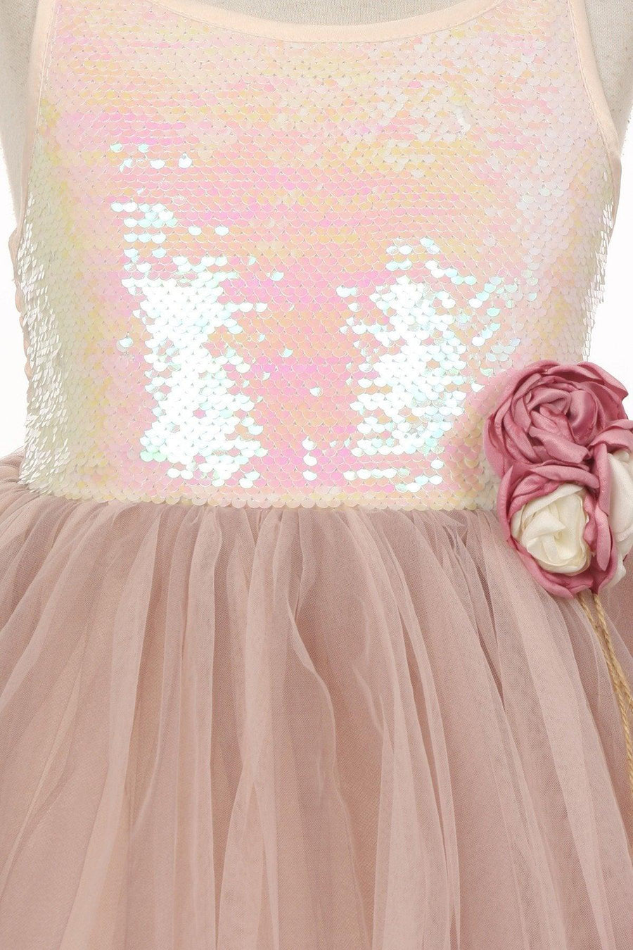 Sleeveless Short Sequins Flower Girl Dress - The Dress Outlet