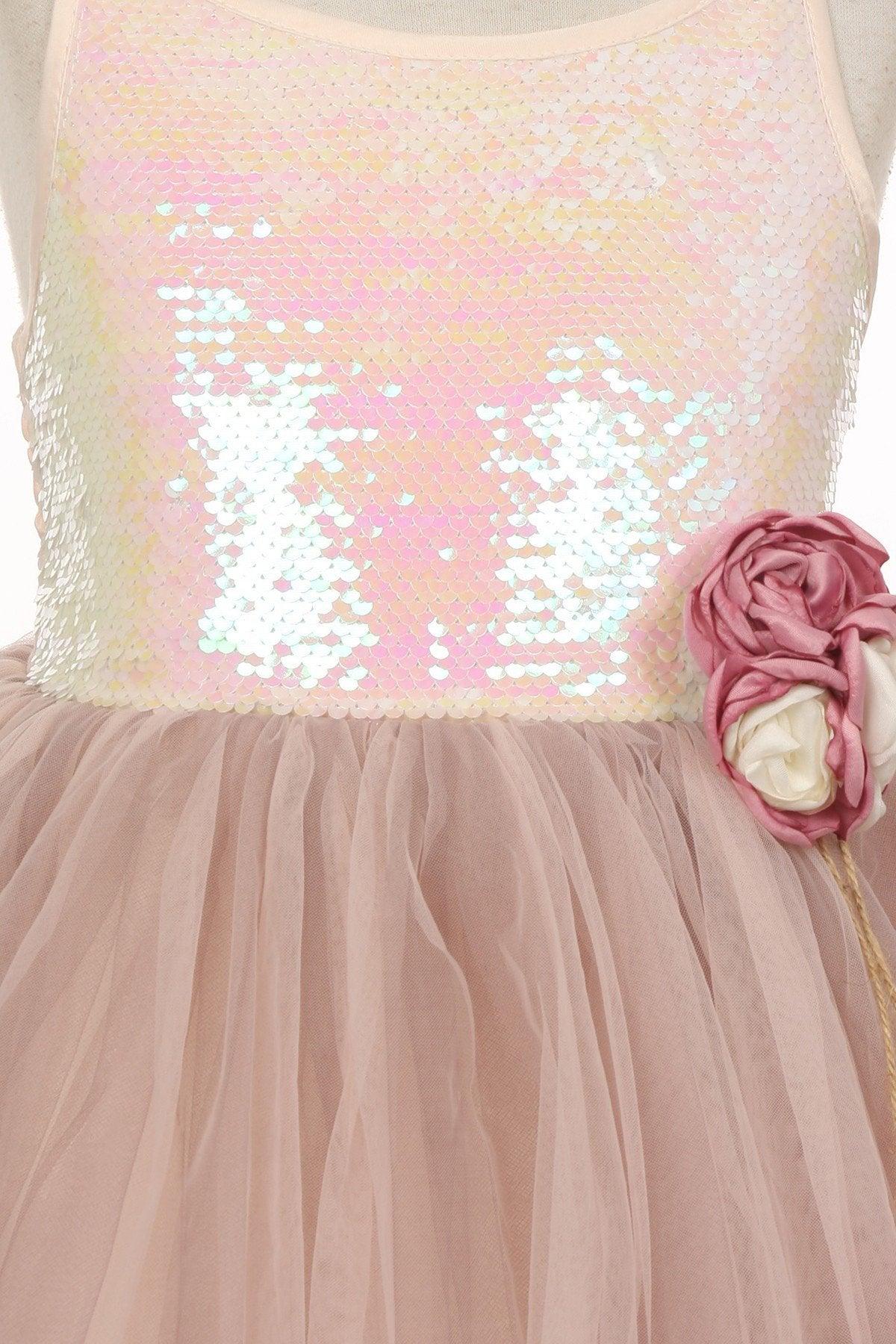Sleeveless Short Sequins Flower Girl Dress - The Dress Outlet
