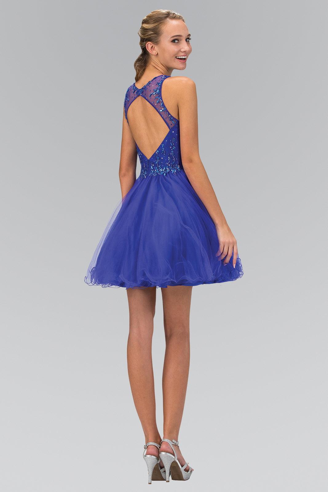 Sleeveless Tulle Short Prom Dress - The Dress Outlet