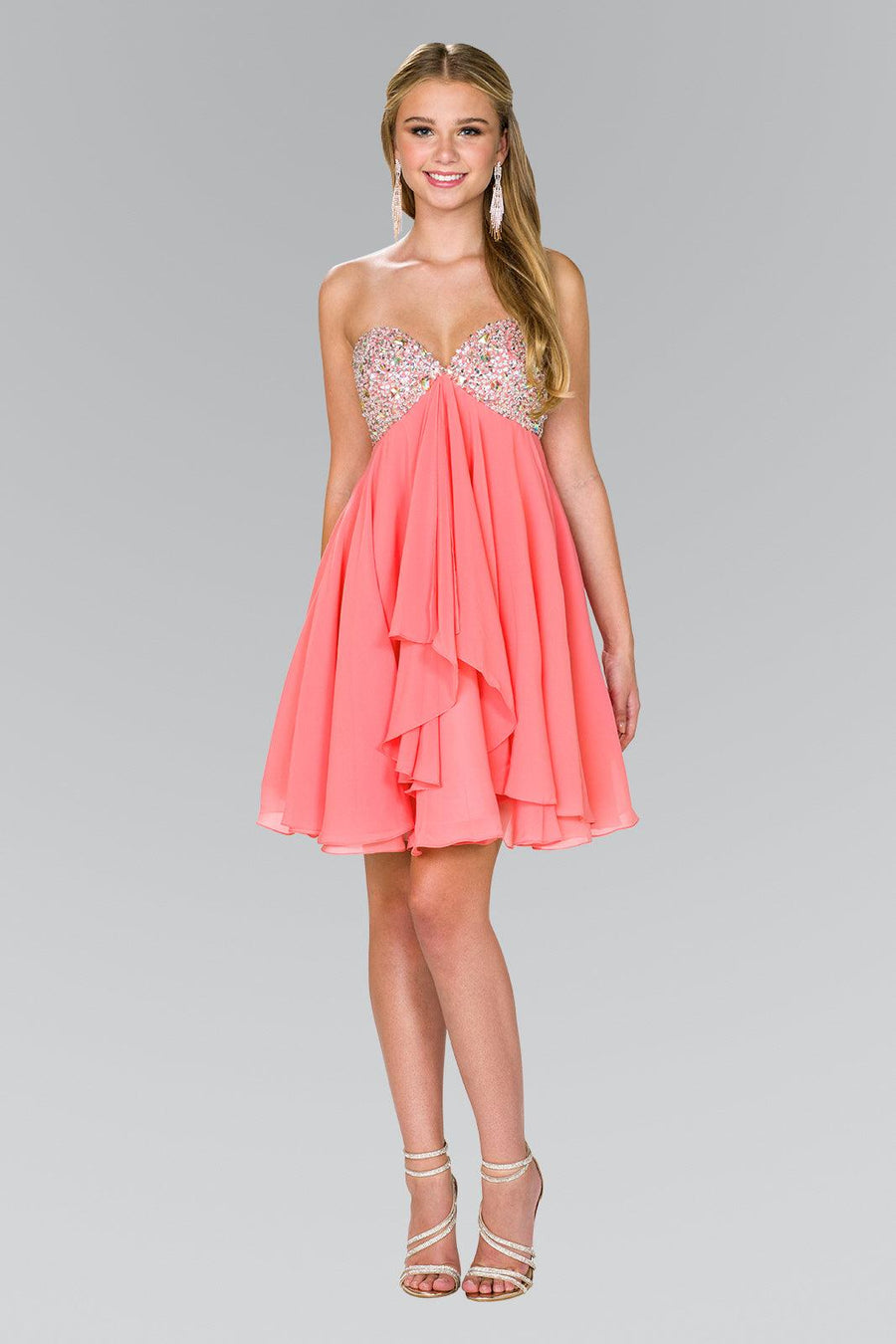 Strapless Chiffon Short Cocktail Dress - The Dress Outlet