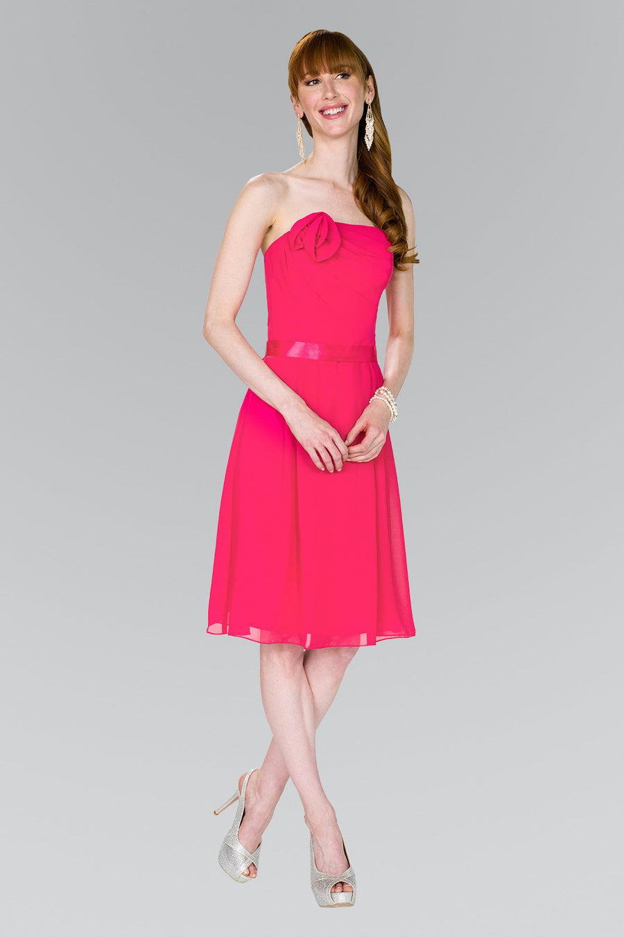 Strapless Chiffon Short Cocktail Dress - The Dress Outlet