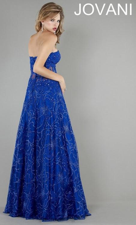 Strapless Long Formal Lace Dress 14913 - The Dress Outlet