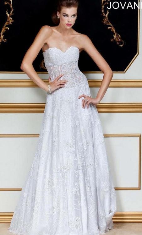 Strapless Long Formal Lace Dress 14913 - The Dress Outlet