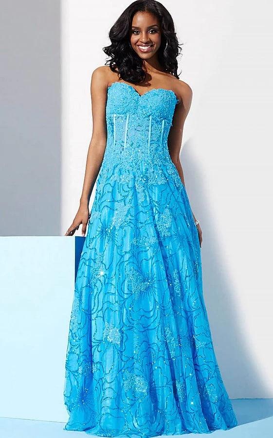 Strapless Long Formal Lace Dress 14913 - The Dress Outlet
