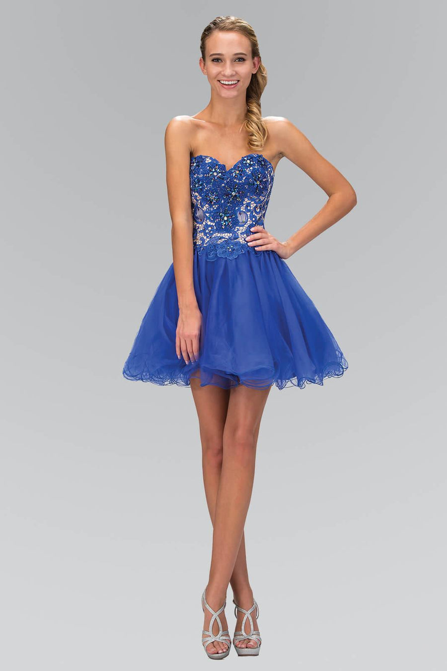 Strapless Sweetheart Prom Short Dress - The Dress Outlet Elizabeth K