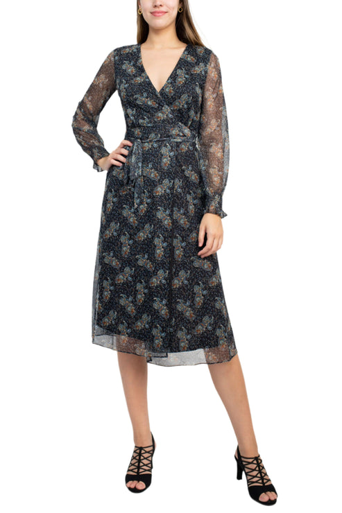 Cocktail Dresses Printed A Line Midi Cocktail Dress Black Multi